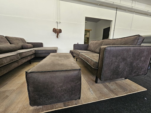 Rodeo - Divano in microfibra da 2,5 posti con poggiapiedi abbinato