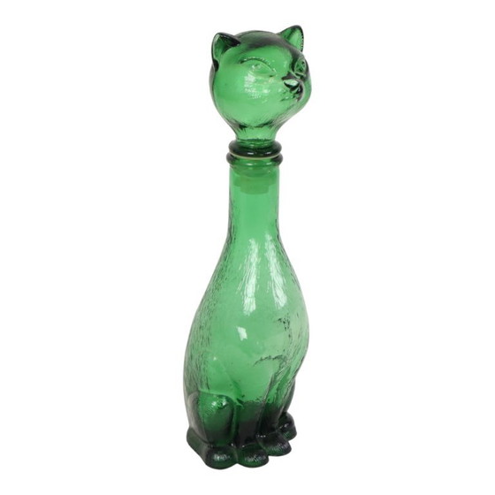 Grande caraffa in vetro verde a forma di gatto, Empoli, Italia, 37 cm – Bicchieri e caraffe, Glass (photo 15 of 15)