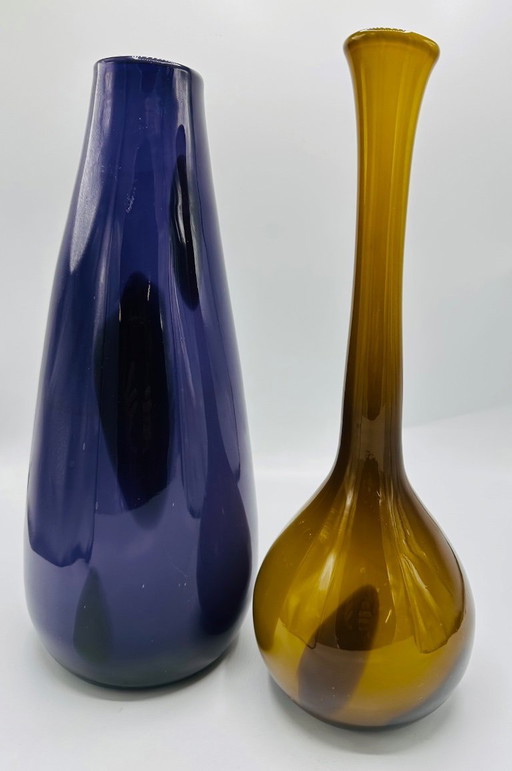 Designer hand-blown glass vases