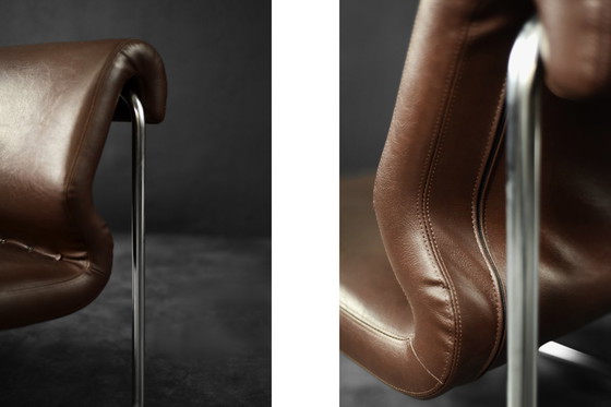 Image 1 of Divano da salotto a 2 posti con struttura in acciaio marrone, vintage metà secolo, Germania moderna, anni '70