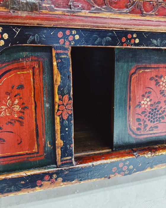 Vintage Chinese Black & Red Cabinet – Metal, Wood (photo 18 of 19)