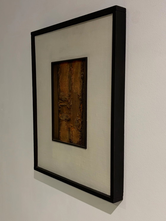 Vintage brutalistisch abstract kunstwerk – Schilderijen & Tekeningen, Wood, Canvas (photo 5 of 12)