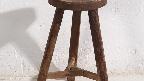 Taburete primitivo antiguo (c.1900) #28 (photo 3 of 16)