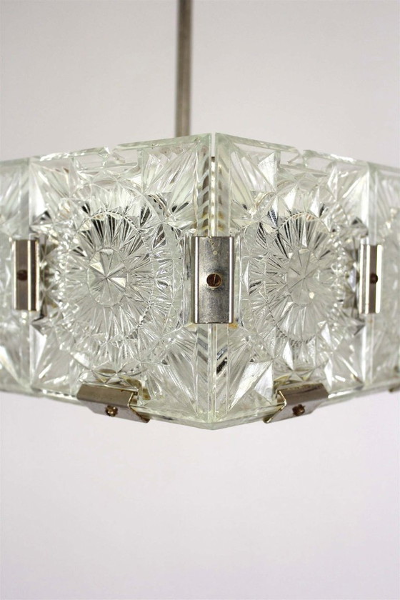 Image 1 of Vintage Sculptural Glass Pendant Lamp attributed to Kamenický Šenov, 1970s