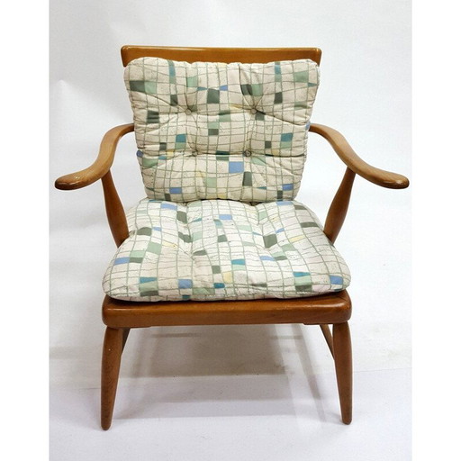 Set di 3 poltrone beige vintage di Anna Lülja Praun in legno, anni '60