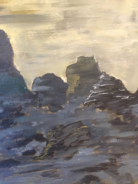 Image 1 of Painting signed Amédée Julien Marcel-Clément (1873-1950) "In the rocks of Belle-Ile"