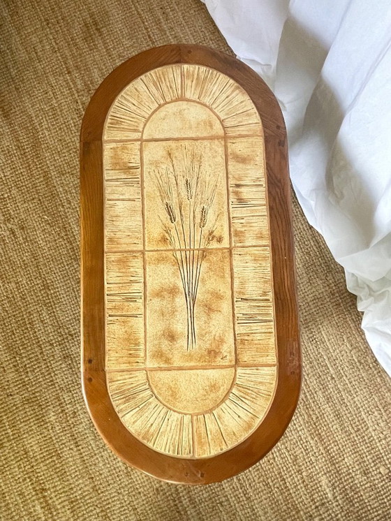 Image 1 of Herbarium coffee table in ceramic and solid wood, signed