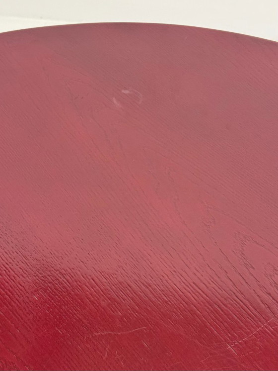 Image 1 of Table de salle à manger ronde vintage rouge bordeaux