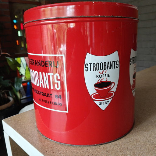 Scatola di latta vintage per caffè Stroobants – Scatola pubblicitaria per caffè belga – Diest