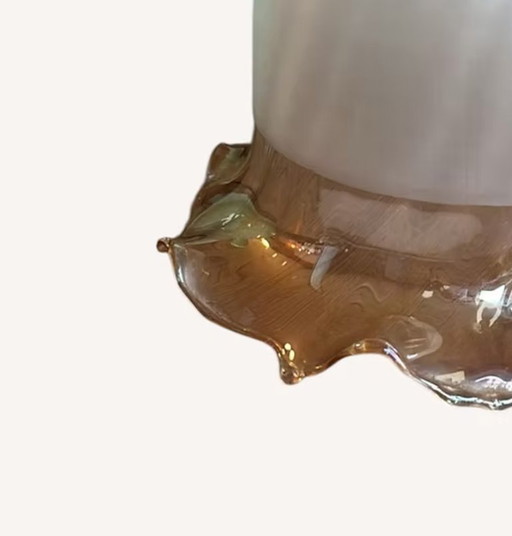 Glass Lampshade with Frosted Glass & Amber Edge