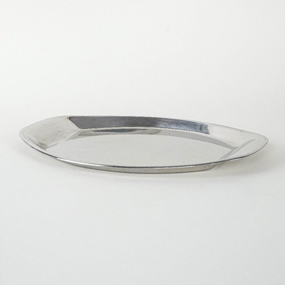 Image 1 of Vassoio ovale in metallo, design italiano, anni '80, produzione: Italia