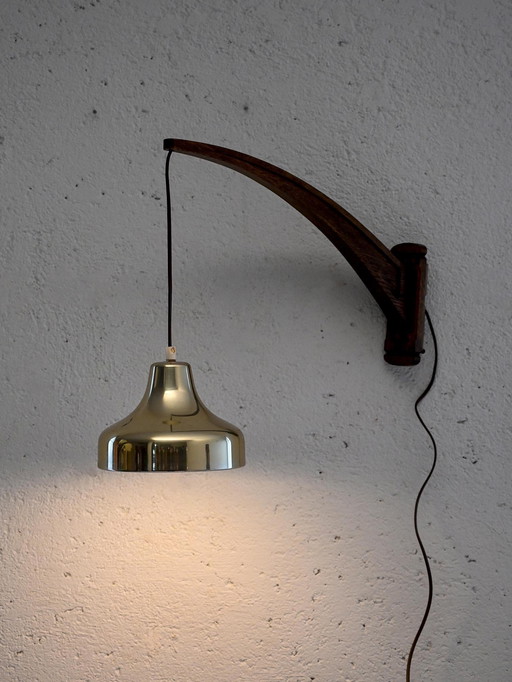 Applique scandinave vintage avec abat-jour suspendu en laiton