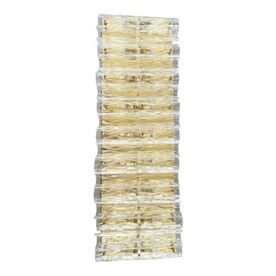 Image 1 of Contemporary Brass and Murano Glass Flush Mount Wall Sconces — Pair