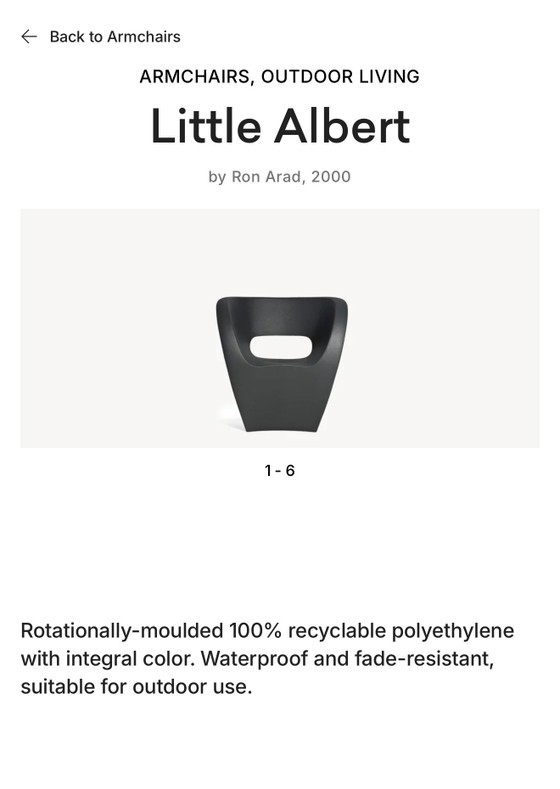 6 fauteuils de jardin Moroso Little Albert, chaises – Chaises de jardin, Plastic (photo 7 of 7)