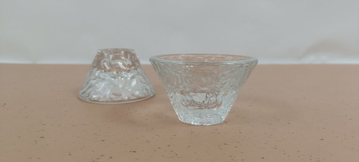 Vintage Set of Ice Block Candle Holders
