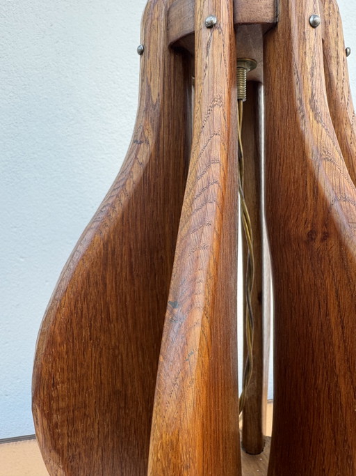 Brutalist Teak Wood Lamp, 1960s – tafellampen (photo 2 of 14)