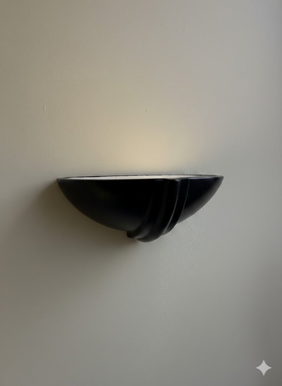 Image 1 of Coppia di applique da parete in stile Art Déco in ceramica nera opaca