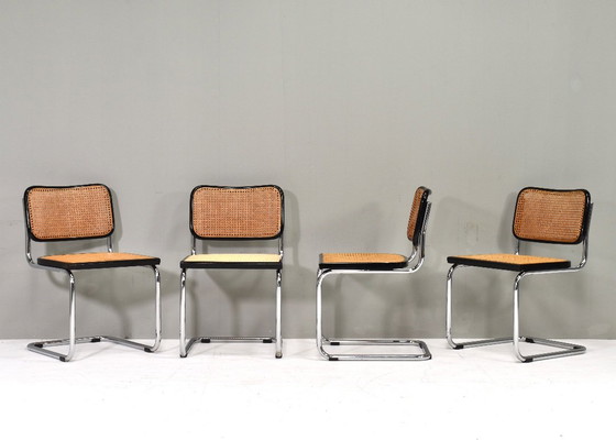 Set di 4 sedie Cesca modello B32 di Marcel Breuer – Italia, anni '70 – Gavina, Sedie da pranzo, Rattan (photo 6 of 15)