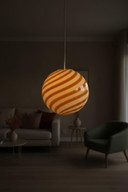 Graphic Striped Italian Glass Hanging Lamp – Design Object, 40 cm