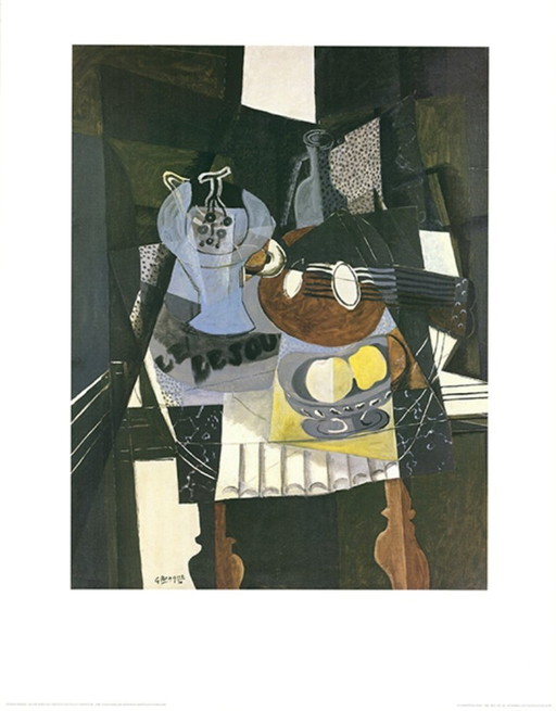 Georges Braque – Nature Morte au Compotier, Bouteille et Mandoline | Cubist Art Print