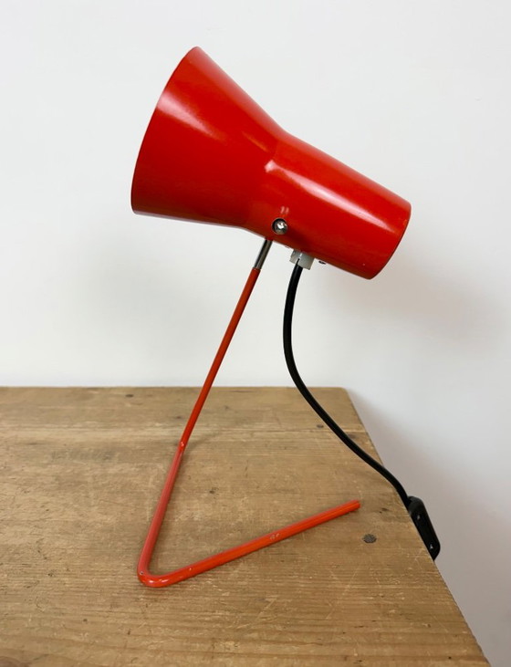 Vintage Red Table Lamp by Josef Hurka for Drupol, 1960s I – Iron, Metal (photo 4 of 21)
