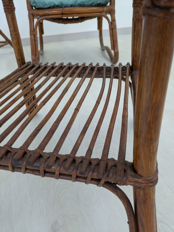 Image 1 of Salon en bambou - Fauteuils, table basse et porte-manteau - Vintage