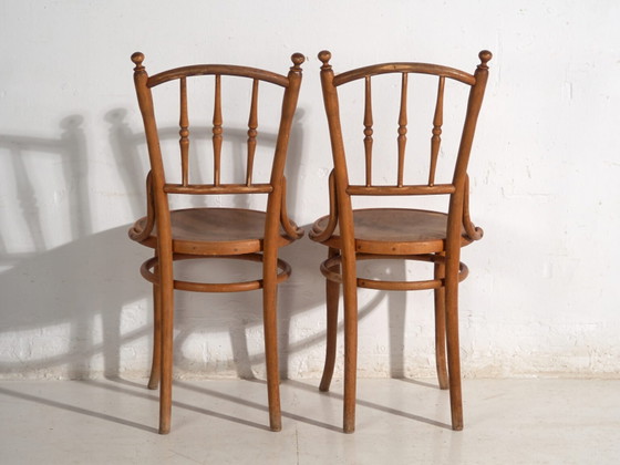 Antikes Set von 4 Bugholzstühlen aus gebogenem Holz – Mitteleuropa, um 1900 – Thonet, Esszimmerstühle, Metal (photo 34 of 40)