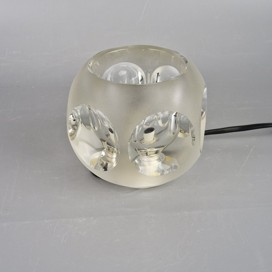 Image 1 of A Vintage Peill & Putzler Table Lamp: Hexagon/Square Lamp Of Clear Glass, Germany 1970s