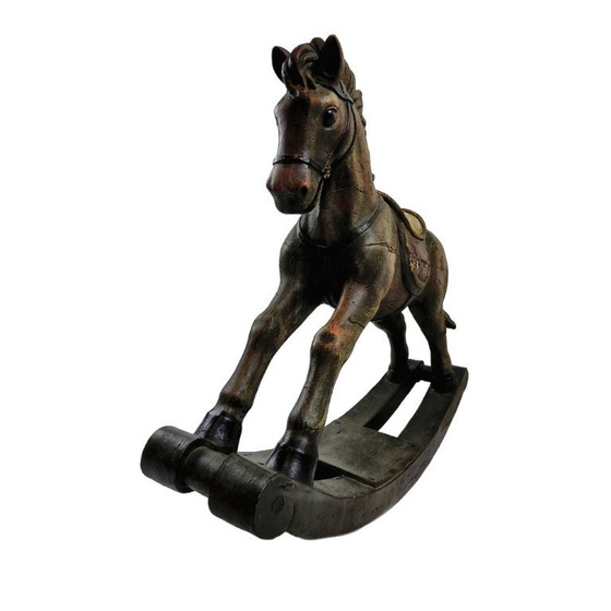 Image 1 of Stoer Houten Schommelpaard – Retro / Vintage Decoratie