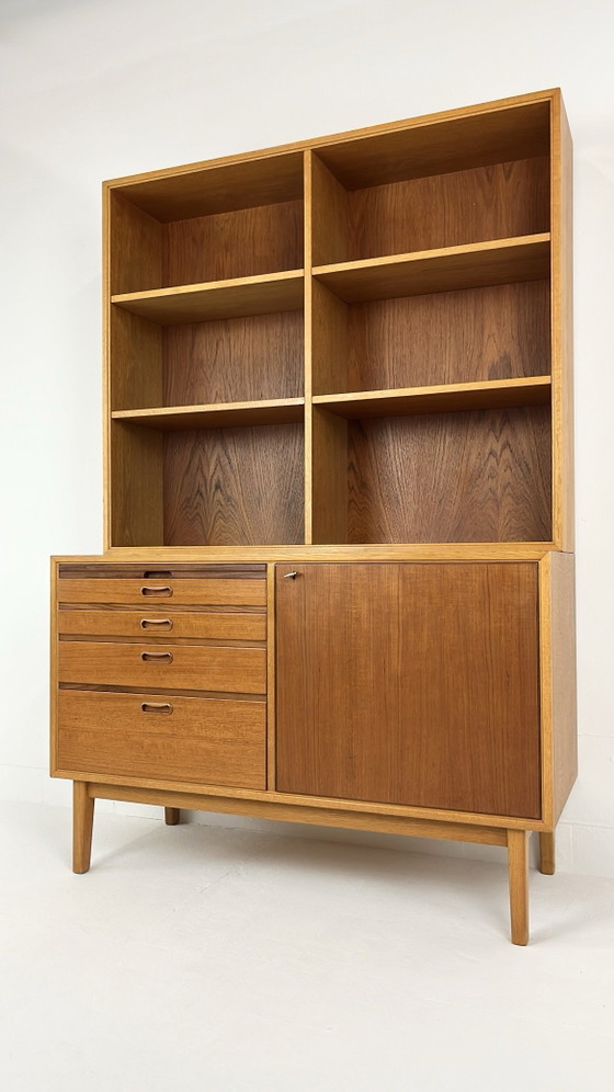 Swedish Vintage Teak Veneer Bookcase – Storage cabinet, Wood, Mid Century Modern (photo 15 of 15)