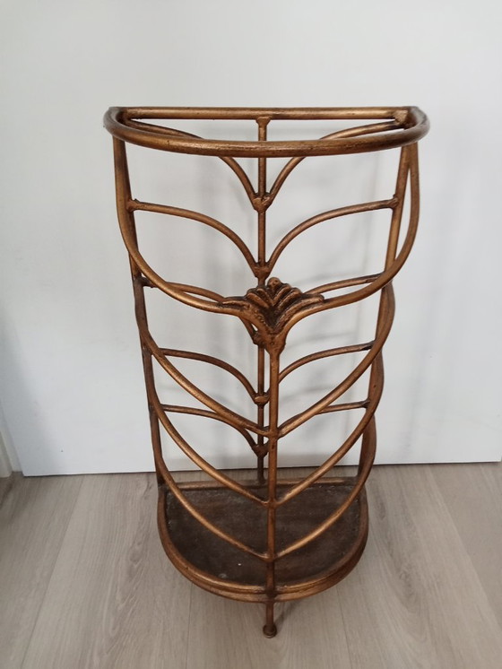 Image 1 of 3 delig Palazzo art / art nouveau vestibule set spiegel kapstok paraplu houder goud metaal kleur