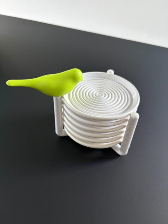 Set of 6 Design Coasters with Bird – White/Green – Table accessories, Other (photo 6 of 15)