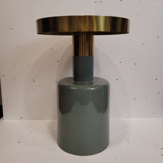 Image 1 of Tavolino laterale in giada lucida, alluminio e smalto, anni &#39;90 - Francia