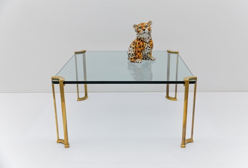 Vintage Brass and Glass Coffee Table attributed to Peter Ghyczy, 1970s