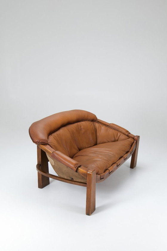 Image 1 of Italian brutalist two-seater sofa by Luciano Frigerio