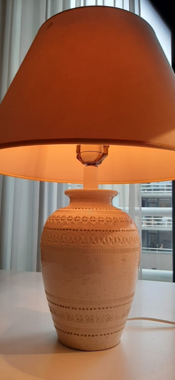 Image 1 of Lampe de table Bitossi Aldo Londi en céramique blanche sculptée, Italie, années 1970