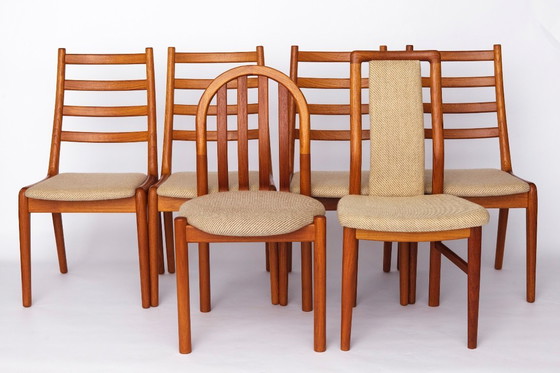 Image 1 of Set of 4 JK Møbler Teak Chairs – 1970s Danish Design, Vintage Dining Chairs, Original Upholstery, Mid-Century Modern
