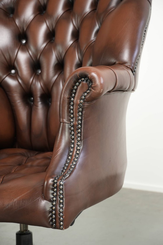 Sedia da ufficio Chesterfield in pelle bovina marrone in lussuoso stile inglese – Sedie da ufficio, Leather (photo 11 of 14)