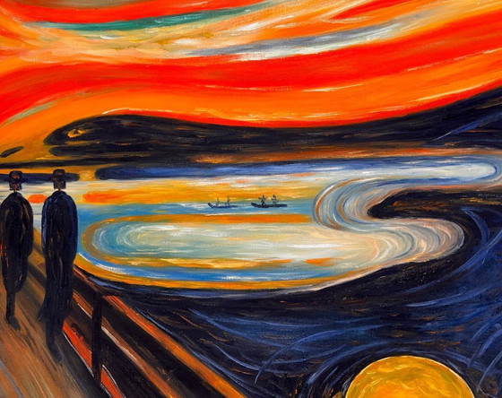 Image 1 of Edvard Munch – The Scream - Hand-painted interpretation | Oil on canvas (rolled up)
