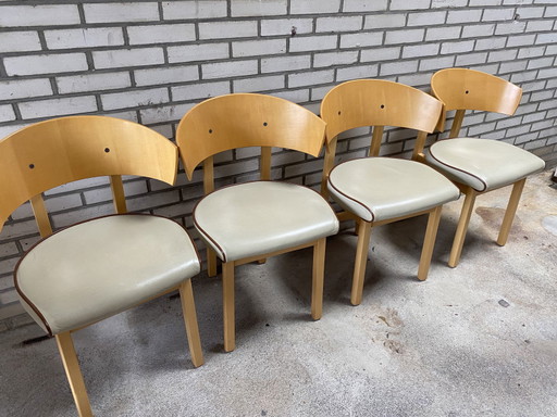 4x vintage leather Ikea Niels Gammelgaard chairs