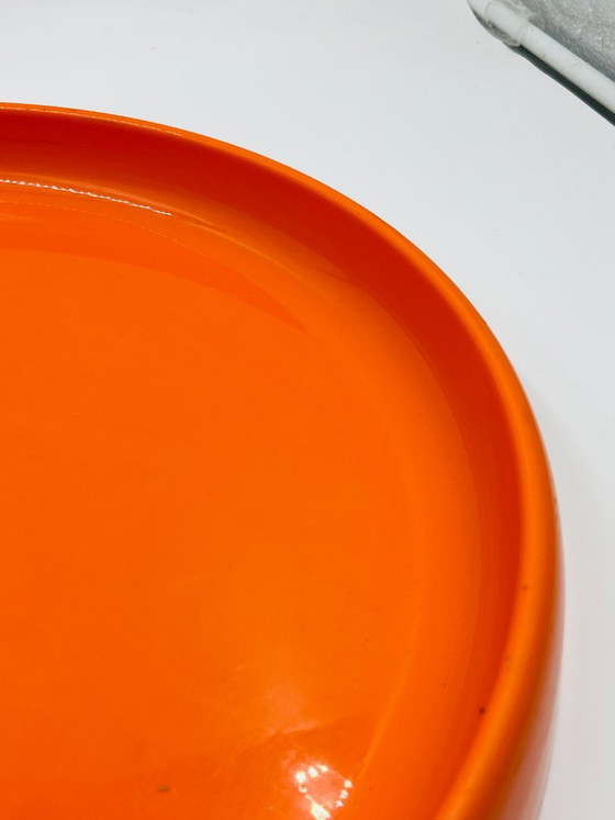 Large Orange Space Age Round Tray, Bowls, Plastic, Modern (photo 5 of 9)