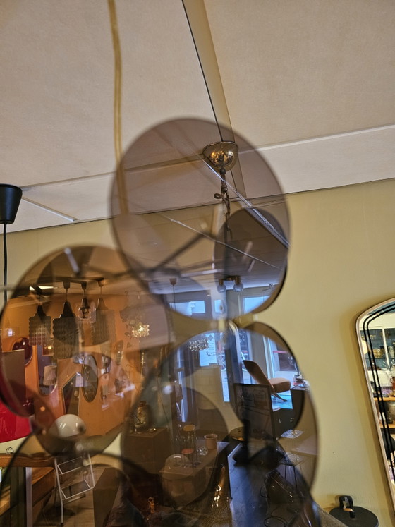 Image 1 of Lampada a sospensione vintage in plexiglass color malva-viola per Pasqua.
