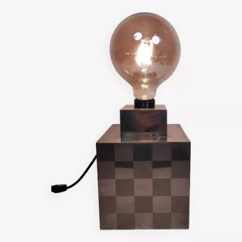 Lampe Cube - À Damier Attribuée À Françoise Sée - Space Age Design - Époque Vintage 60 / 70 Sixties - Seventies - Vintage