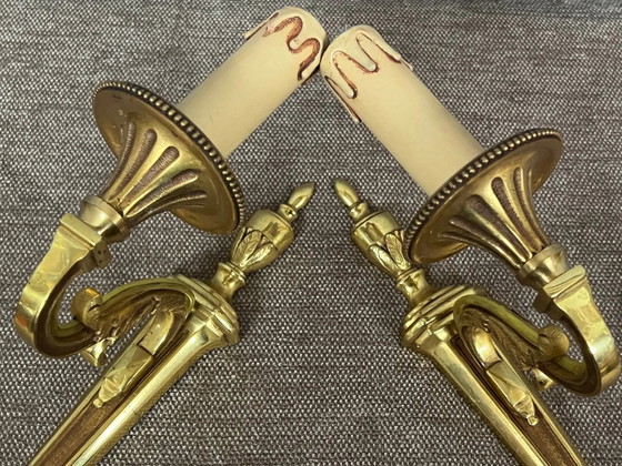 Coppia di applique in stile Luigi XVI. Bronzo massiccio. (foto 5 di 6)