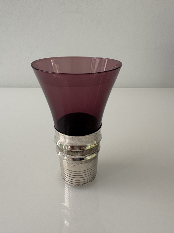 Set di 6 bicchieri da aperitivo Boussu con supporti argentati | Mid-Century Modern | Belgio (photo 7 of 15)