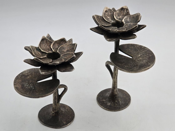 Image 1 of Brutalist bronze candlesticks