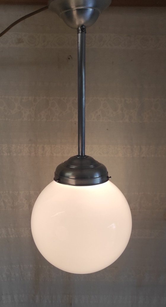 Image 1 of Bauhaus style globe opaline pendant light XL - mid. 20th century 