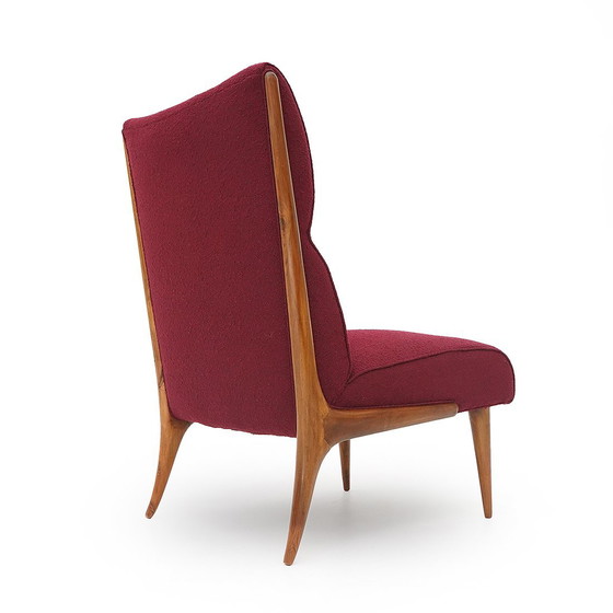 Image 1 of Paire de fauteuils en bois et bouclette, années 1940