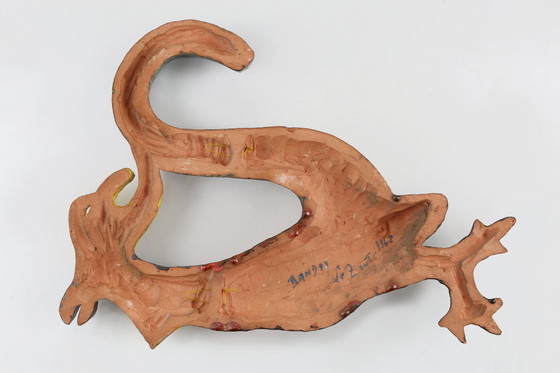 Image 1 of Placca in ceramica d'epoca raffigurante un gallo colorato, firmata A. Dandoy, Belgio, anni '60