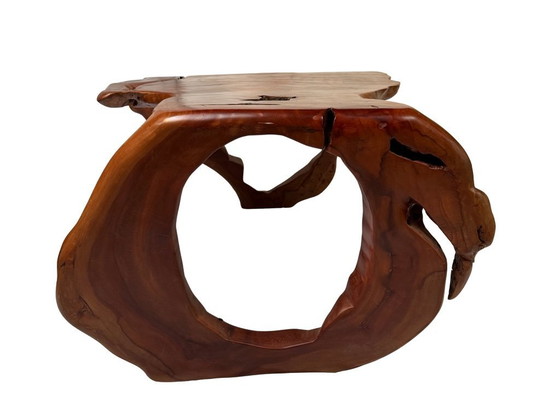 Image 1 of Tree trunk style design table – solid mahogany wood from one piece